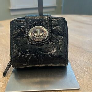 Coach Signature Embossed Turnlock Patent Leather Wallet